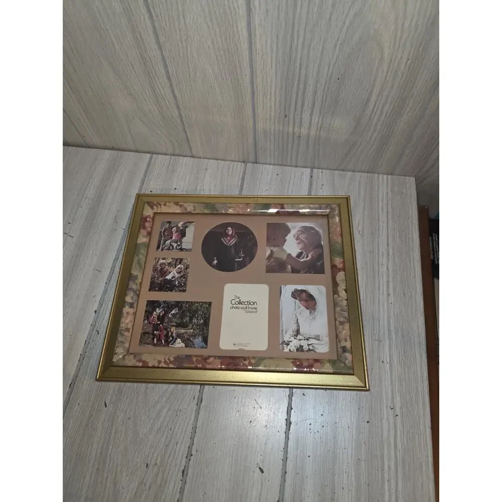 Vtg Floral Photo Frame Multipicture Wood Intercraft Collection 10x12 Gallery